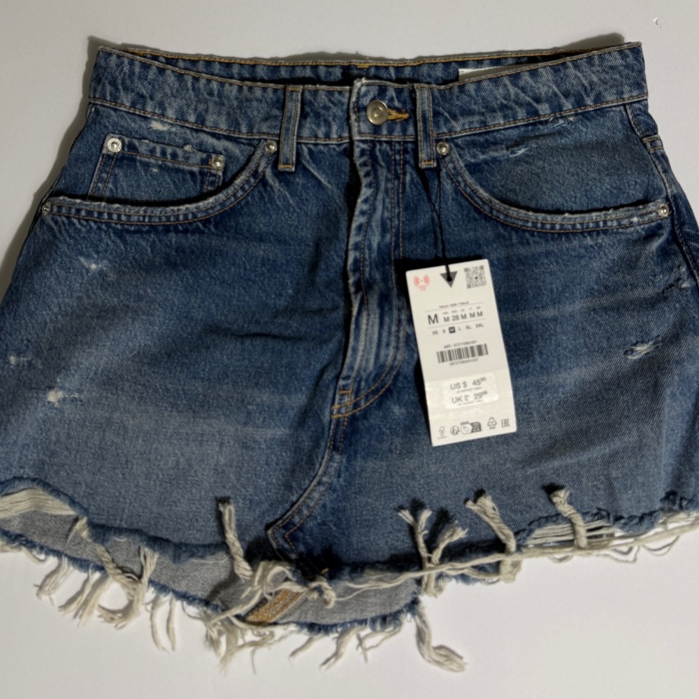 Zara Blue Distressed Mini Skirt